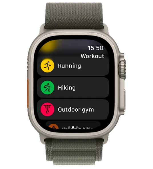 Workout picker on Apple Watch